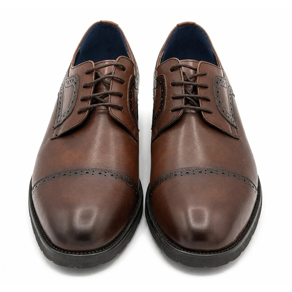 Steve Madden WEBB01M1 Men's Size 11M Brown Leather Cap Toe Oxford Dress‎ Shoes